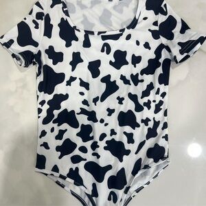 Black and White Cow Print Bodysuit